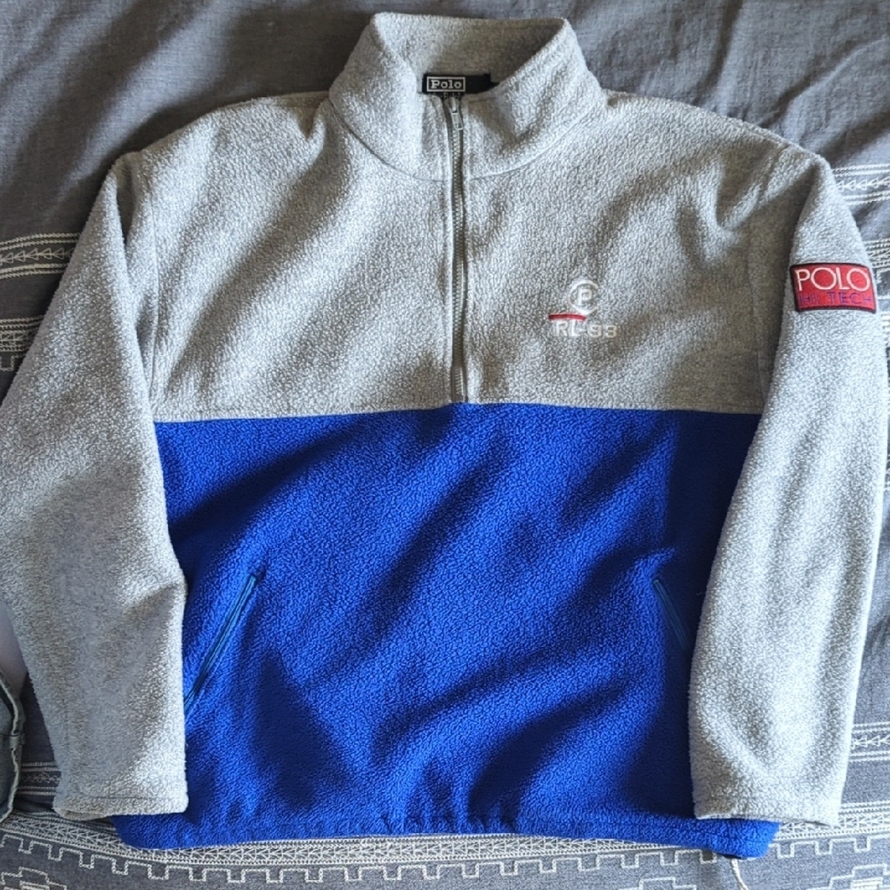 HI TECH Polo by Ralph Lauren Gray and Blue Men's Fleece